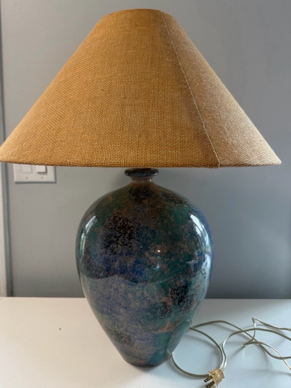 Casual Lamps Studio Pottery Table Glazed Lamp 1992 w/ Lamp Shade